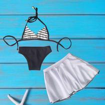 Biquíni Infantil e Juvenil com saída de praia branca Biquíni Infantil e Juvenil com saída de praia branca