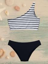 Biquíni Infantil e Juvenil Listrado Ombro Único Biquíni Infantil e Juvenil Listrado Ombro Único