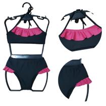 Biquini infantil e juvenil moda praia com babadinhos