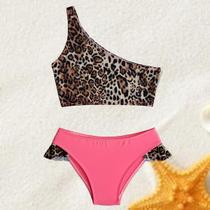 Biquíni infantil e juvenil moda praia oncinha ombro único Biquíni infantil e juvenil moda praia oncinha ombro único