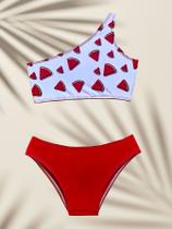 Biquíni Infantil e Juvenil Ombro Único Melancia Forrado Biquíni Infantil e Juvenil Ombro Único Melancia Forrado