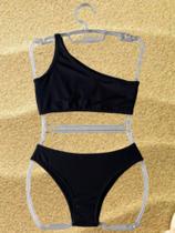 Biquíni Infantil e Juvenil Ombro Único Todo Preto Biquíni Infantil e Juvenil Ombro Único Todo Preto