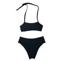 Biquíni Infantil e Juvenil Tecido Jacquard Preto Biquíni Infantil e Juvenil Tecido Jacquard Preto