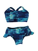 Biquíni infantil feminino azul estampado