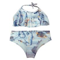 Biquini Infantil Feminino Frente Única de Amarração c/ Babado Estampado Tecido Resistente Moda Praia Biquini Infantil Feminino Frente Única de Amarração c/ Babado Estampado Tecido Resistente Moda Praia