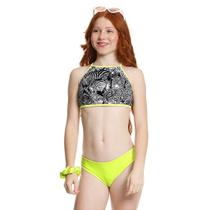 Biquini Infantil Feminino Poah Noah Amarelo Flúor / Preto 46960 Biquini Infantil Feminino Poah Noah Amarelo Flúor / Preto 46960