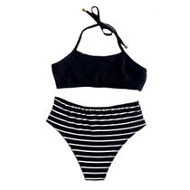 Biquíni Infantil/Juvenil Listrado com Preto Biquíni Infantil/Juvenil Listrado com Preto