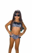 Biquini infantil/juvenil zebra com babados by maju