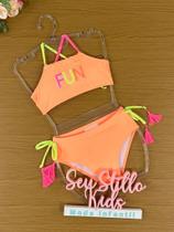 Biquíni Infantil Kukie Verão Laranja Neon Fun Biquíni Infantil Kukie Verão Laranja Neon Fun