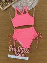 Biquíni Infantil Kukiê Verão Rosa Neon Biquíni Infantil Kukiê Verão Rosa Neon