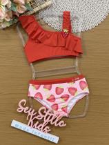Biquíni Infantil Kukiê Verão Vermelho Moranguinho Biquíni Infantil Kukiê Verão Vermelho Moranguinho