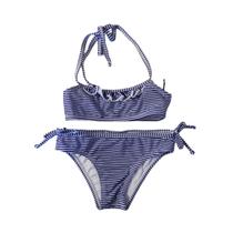 Biquini Infantil Listrado Azul 4 Anos - Basic +