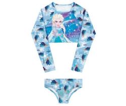 Biquíni Infantil Manga Longa Elsa Frozen Proteção Uv 50+ Menina Moda Praia Biquíni Infantil Manga Longa Elsa Frozen Proteção Uv 50+ Menina Moda Praia