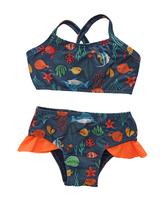 Biquíni infantil menina azul estampado Biquíni infantil menina azul estampado