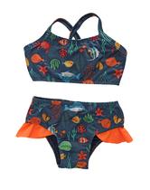 Biquíni infantil menina azul estampado