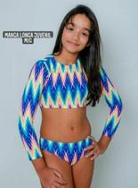 Biquíni Infantil Menina Cropped Blusa Manga Longa Praia Top - BELLA CAVALCANTE