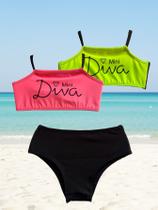 Biquíni Infantil Mini Diva com Calcinha Preta e Dois Tops Biquíni Infantil Mini Diva com Calcinha Preta e Dois Tops