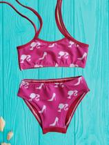 Biquíni Infantil Moda Praia Estampado Rosa Biquíni Infantil Moda Praia Estampado Rosa