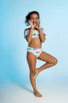 Biquini infantil ombro a ombro bloco néon