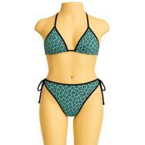 Biquíni Infantil Oncinha Azul Cortininha Amarração Menina Biquíni Infantil Oncinha Azul Cortininha Amarração Menina