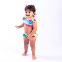 Biquíni Infantil Ondas Coloridas Proteção UV 50+ Viva Flor Biquíni Infantil Ondas Coloridas Proteção UV 50+ Viva Flor