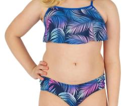 Biquini Infantil Praia Piscina Azul Folhas Soltinho Meninas Biquini Infantil Praia Piscina Azul Folhas Soltinho Meninas