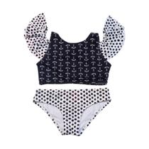 Biquíni Infantil Proteção UPF50+ Babado Cuba - Black Anchors Biquíni Infantil Proteção UPF50+ Babado Cuba - Black Anchors