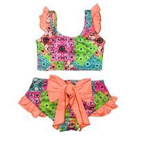 Biquíni Infantil Proteção UPF50+ Bebê c/ laço - Bandana Neon