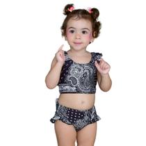 Biquíni Infantil Proteção UPF50+ Bebê Laço - Bandana Preta - Verão 2024 Biquíni Infantil Proteção UPF50+ Bebê Laço - Bandana Preta - Verão 2024