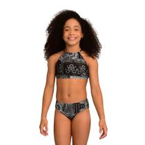 Biquíni Infantil Proteção UPF50+ Capri - Bandana Preta - Verão 2024