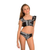Biquíni Infantil Proteção UPF50+ Julie - Bandana Preta - Verão 2024 Biquíni Infantil Proteção UPF50+ Julie - Bandana Preta - Verão 2024