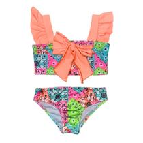 Biquíni Infantil Proteção UPF50+ Julie c/ laço - Bandana Neon