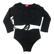 Biquíni Infantil Proteção UPF50+ Manga Longa Saly Preto Work Biquíni Infantil Proteção UPF50+ Manga Longa Saly Preto Work