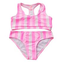 Biquíni Infantil Proteção UPF50+ Top Stripe - Candy Pink