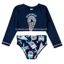 Biquíni Infantil Proteção UV Cropped Sorvete Marinho Tip Top Biquíni Infantil Proteção UV Cropped Sorvete Marinho Tip Top