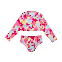Biquini Infantil Proteção UV50+ Manga Longa Corações Colors Biquini Infantil Proteção UV50+ Manga Longa Corações Colors