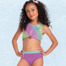 Biquini Infantil Reversível Proteção Solar UV50+ Sereia - Fakini