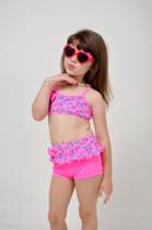 Biquíni Infantil Shortinho Com Babado e Lacinho Biquíni Infantil Shortinho Com Babado e Lacinho