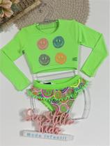 Biquíni Infantil Siri Kids Cropped Manga Longa Bianca Happy Smile 40138 Biquíni Infantil Siri Kids Cropped Manga Longa Bianca Happy Smile 40138