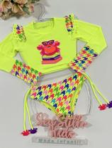 Biquíni Infantil Siri Kids Cropped Manga Longa Gabi Nerd Xadrez 39196 Biquíni Infantil Siri Kids Cropped Manga Longa Gabi Nerd Xadrez 39196