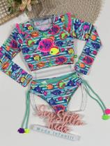 Biquíni Infantil Siri Kids Cropped Manga Longa Karol Aquarela 40239 Biquíni Infantil Siri Kids Cropped Manga Longa Karol Aquarela 40239