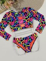 Biquíni Infantil Siri Kids Cropped Manga Longa Magali Embolada 40146 Biquíni Infantil Siri Kids Cropped Manga Longa Magali Embolada 40146