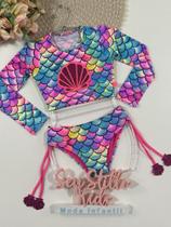 Biquíni Infantil Siri Kids Jessica Cropped Manga Longa Est Mermaid 40246 Biquíni Infantil Siri Kids Jessica Cropped Manga Longa Est Mermaid 40246