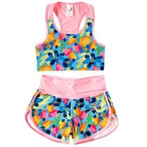 Biquini Infantil Tip Top Conjunto De Praia Menina Com Short E Com Fps50 Proteção Solar 1f