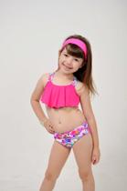 Biquíni Infantil Top Com babado Rosa