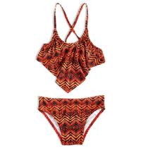 Biquíni Infantil Top com Calcinha Tribal Laranja Tip Top