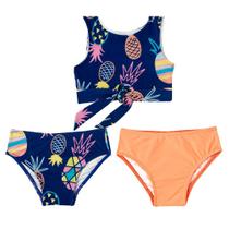 Biquíni Infantil Top com Duas Calcinhas Abacaxis Azul Tip Top