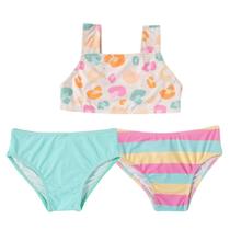 Biquíni Infantil Top com Duas Calcinhas Sports Bege Tip Top