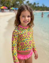 Biquíni Infantil Top Cropped Manga Longa Meninas Verão Proteção Uv50 Praia Piscina Biquíni Infantil Top Cropped Manga Longa Meninas Verão Proteção Uv50 Praia Piscina