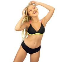 Biquíni Infanto Juvenil Cortininha Preto e Neon Cecí Moda Praia Biquíni Infanto Juvenil Cortininha Preto e Neon Cecí Moda Praia